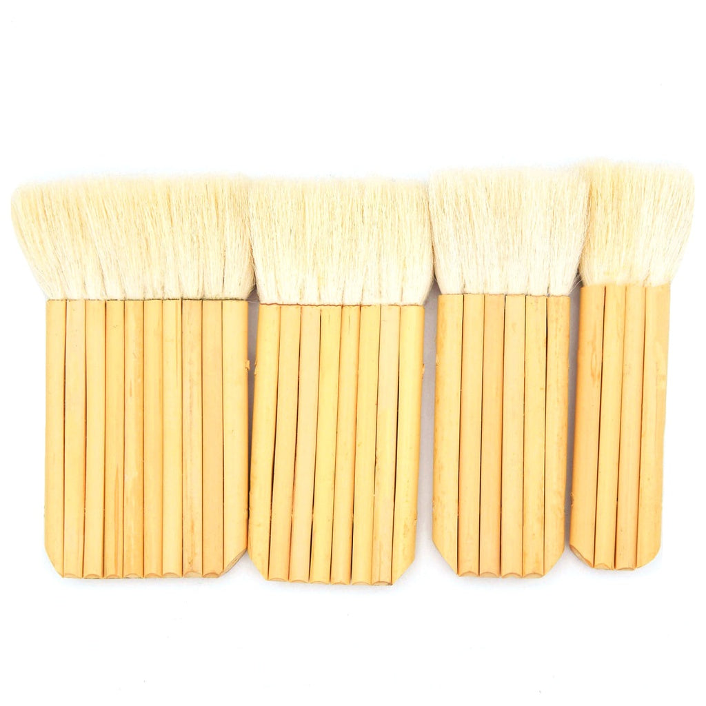 Pinceau multi-têtes en poils de chèvre en bambou - plat