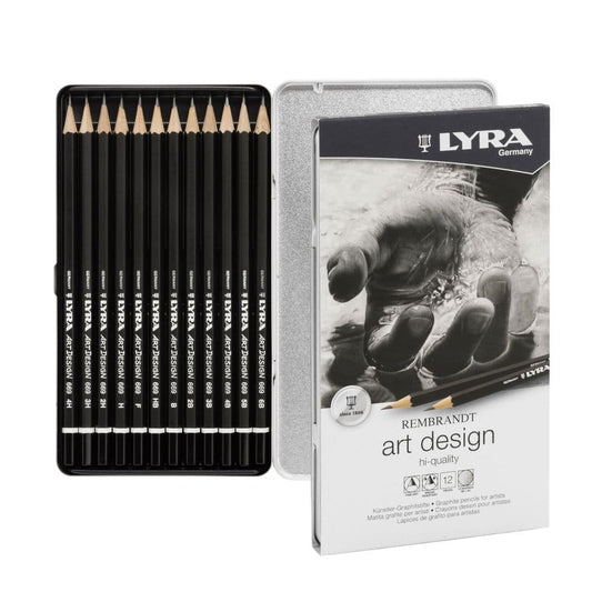 Boite de Métal de 12 Crayon Graphite Art Design